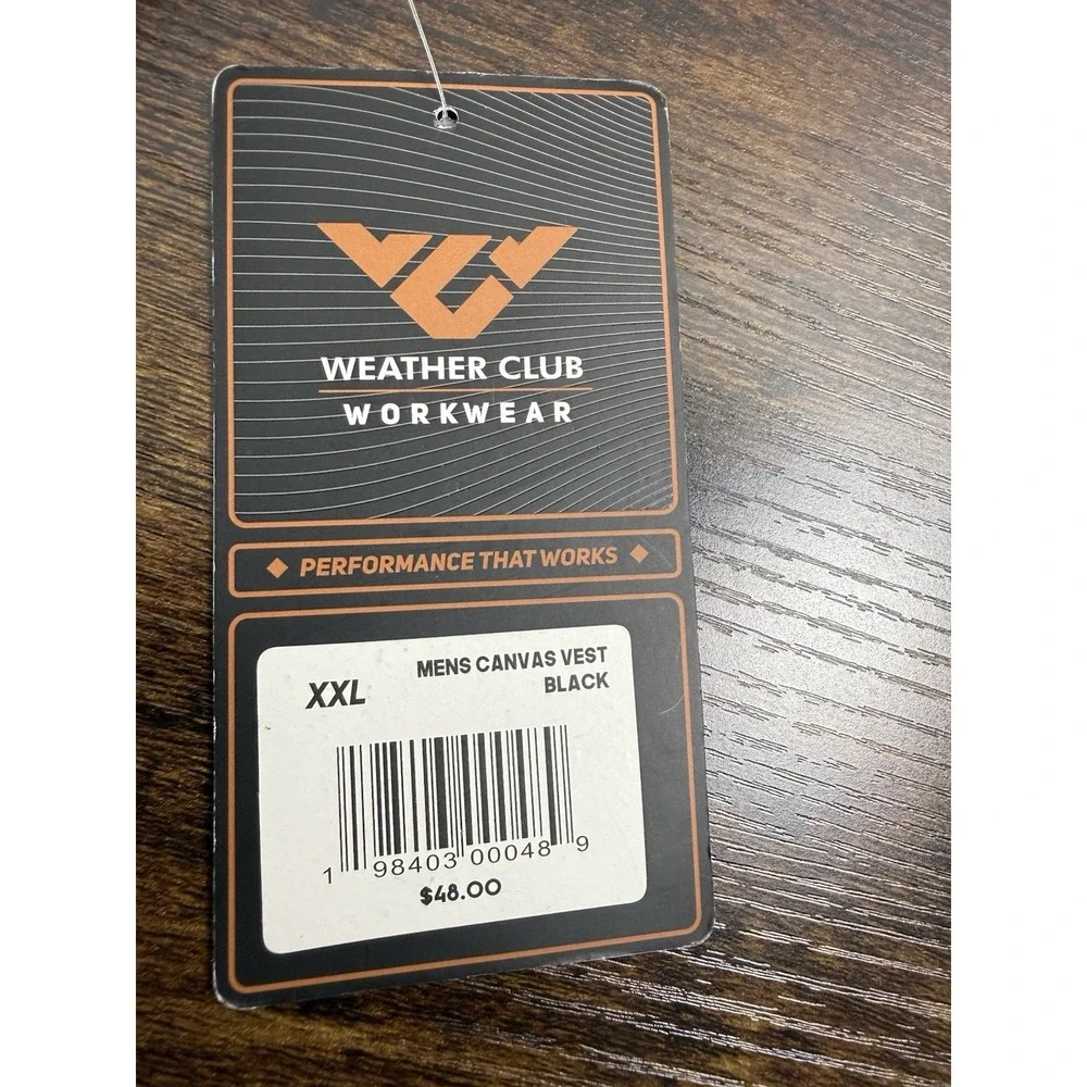 NWT Weather Club Workwear Mens XXL Black Canvas‎ Work Vest Sherpa Lined Snap Zip